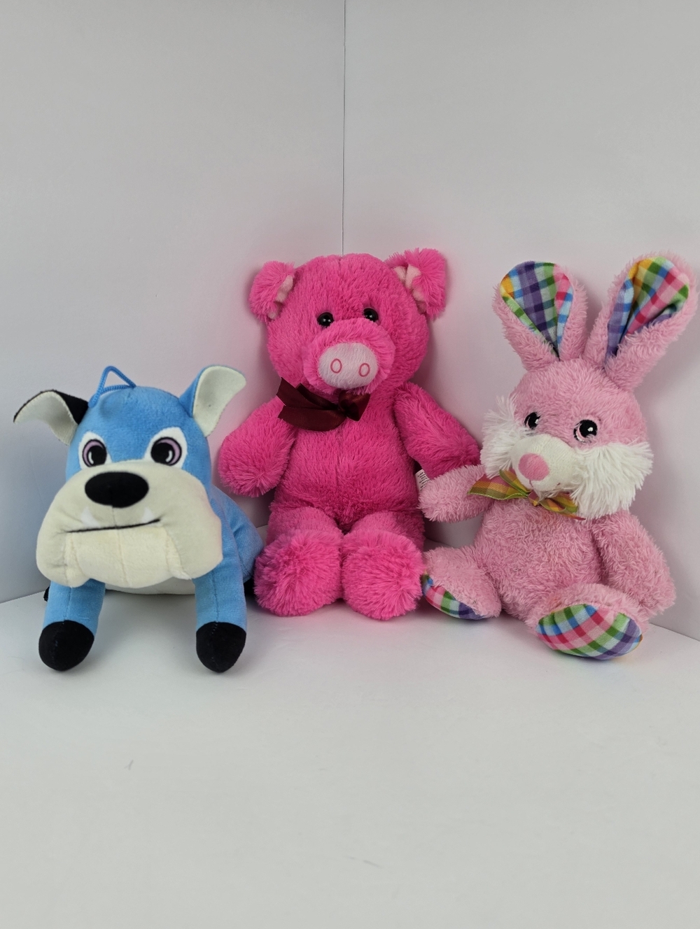 3 Plush Toys Bunny Pig Dog Set